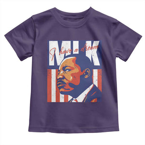 MLK Day I Have A Dream Toddler T Shirt Martin Luther King Vintage American Flag Black History Month TS11 Purple Print Your Wear