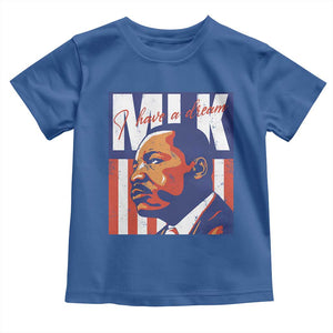 MLK Day I Have A Dream Toddler T Shirt Martin Luther King Vintage American Flag Black History Month TS11 Royal Blue Print Your Wear