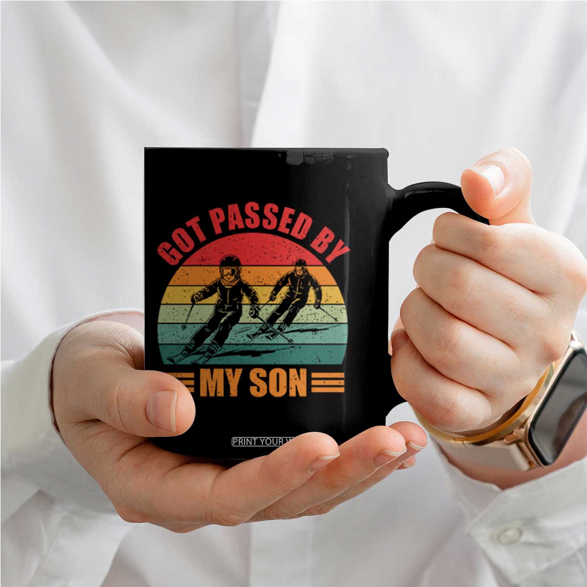 Funny Skiing Ski Dad Coffee Mug Got Passed By My Son Retro Vintage TS11 Print Your Wear