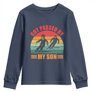 Funny Skiing Ski Dad Youth Sweatshirt Got Passed By My Son Retro Vintage TS11 Navy Print Your Wear