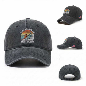 Funny Ski Dad Washed Cotton Baseball Cap Got Passed By My Son Retro Vintage TS11 Washed Cap Universal Fit Dark Gray Print Your Wear
