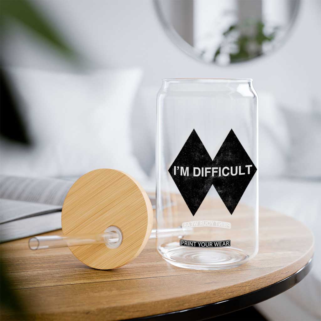 Funny I Am Difficult Double Black Diamond Ski Snowboard Glass Can TS11 Print Your Wear