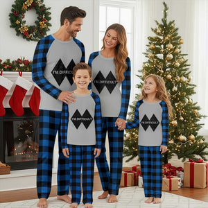 Funny I Am Difficult Double Black Diamond Ski Snowboard Plaid Pajama Set TS11 Blue Plaid Print Your Wear