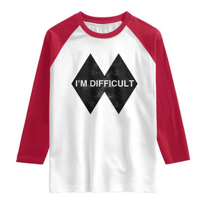 Funny I Am Difficult Double Black Diamond Ski Snowboard Raglan Shirt TS11 White Red Print Your Wear