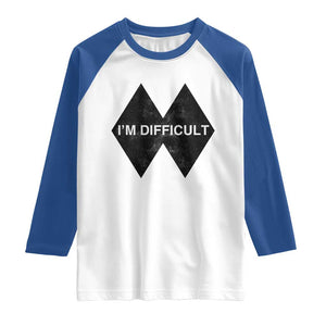 Funny I Am Difficult Double Black Diamond Ski Snowboard Raglan Shirt TS11 White Royal Print Your Wear