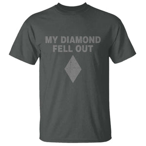 Funny Skiing Snowboarding T Shirt My Diamond Fell Out Ski Puns Double Black Diamond TS11 Dark Heather Print Your Wear