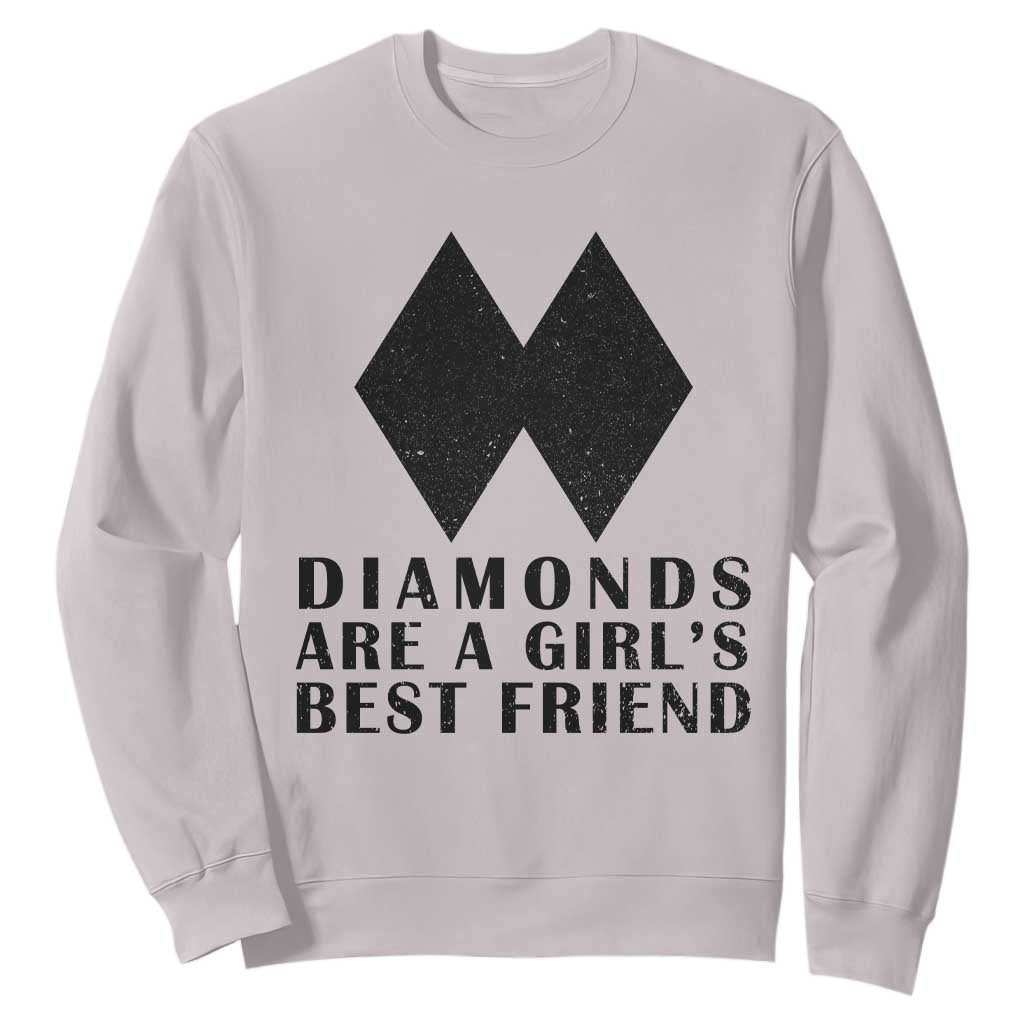 Funny Skiing Snowboarding Sweatshirt Diamonds Are A Girls Best Friend TS11 Ice Gray Print Your Wear