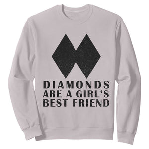 Funny Skiing Snowboarding Sweatshirt Diamonds Are A Girls Best Friend TS11 Ice Gray Print Your Wear
