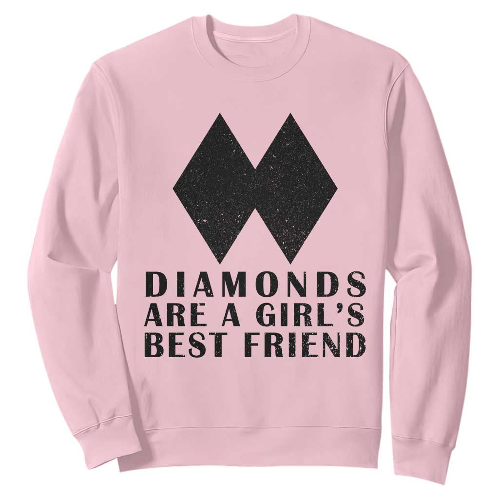 Funny Skiing Snowboarding Sweatshirt Diamonds Are A Girls Best Friend TS11 Light Pink Print Your Wear