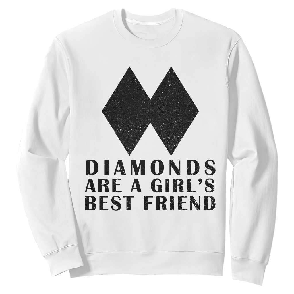 Funny Skiing Snowboarding Sweatshirt Diamonds Are A Girls Best Friend TS11 White Print Your Wear