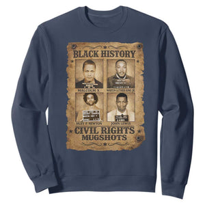 Black History Civil Rights Mugshots Sweatshirt Malcolm X MLK John Lewis Huey P Newton TS11 Navy Print Your Wear