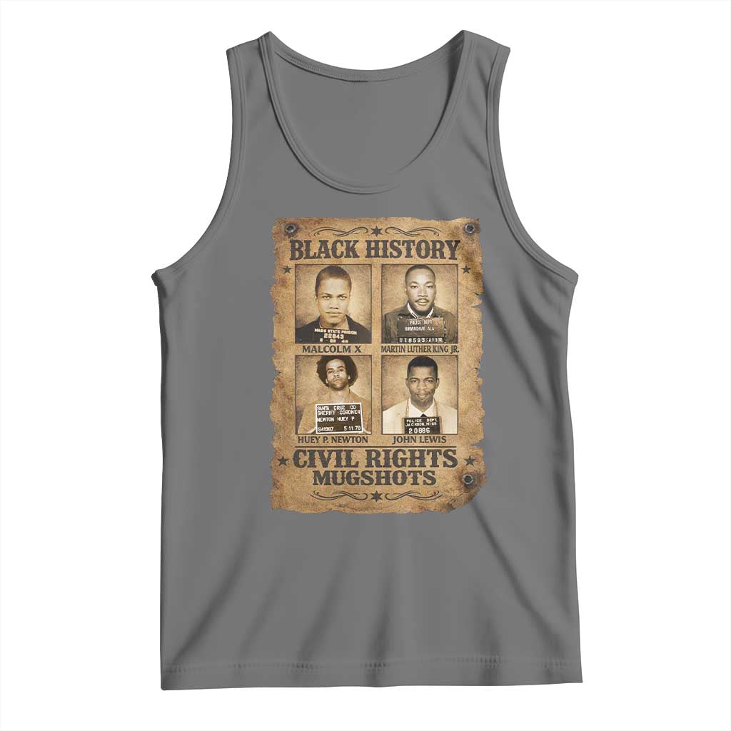 Black History Civil Rights Mugshots Tank Top Malcolm X MLK John Lewis Huey P Newton TS11 Black Heather Print Your Wear