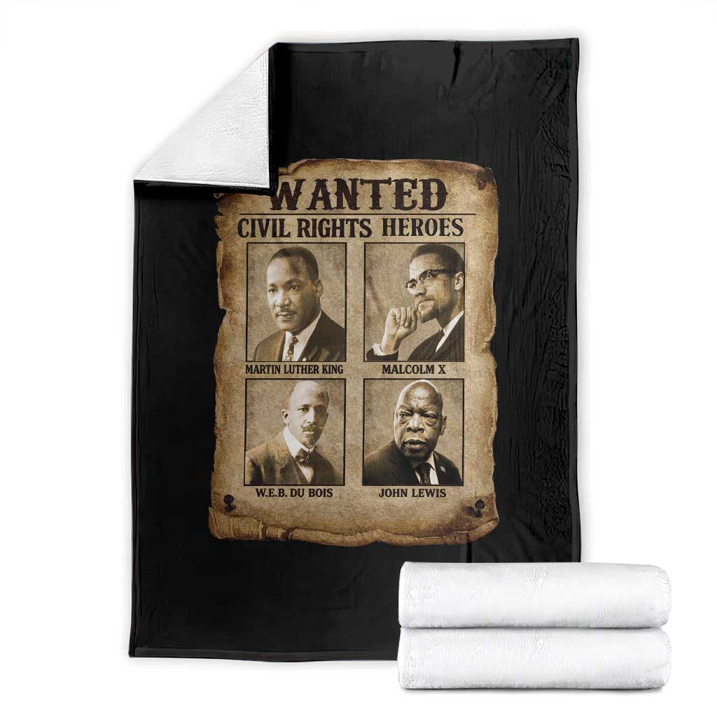 Black Leaders Throw Blanket Wanted Civil Rights Heroes MLK Malcolm X Web John Lewis TS11 Black Print Your Wear