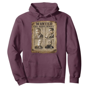 Black Leaders Hoodie Wanted Civil Rights Heroes MLK Malcolm X Web John Lewis TS11 Maroon Print Your Wear