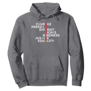 America Courage Freedom Diversity Rights Friendship Justice Hoodie TS11 Charcoal Print Your Wear