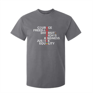 America Courage Freedom Diversity Rights Friendship Justice T Shirt For Kid TS11 Charcoal Print Your Wear