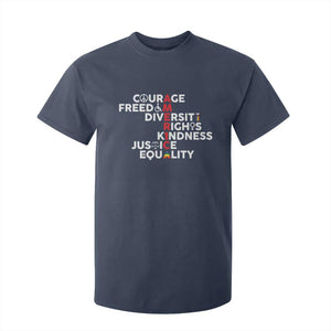 America Courage Freedom Diversity Rights Friendship Justice T Shirt For Kid TS11 Navy Print Your Wear