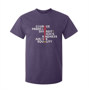 America Courage Freedom Diversity Rights Friendship Justice T Shirt For Kid TS11 Purple Print Your Wear