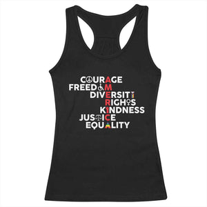 America Courage Freedom Diversity Rights Friendship Justice Racerback Tank Top TS11 Black Print Your Wear