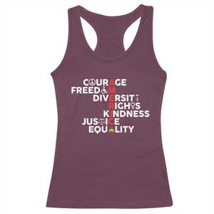 America Courage Freedom Diversity Rights Friendship Justice Racerback Tank Top TS11 Maroon Print Your Wear