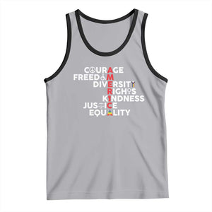 America Courage Freedom Diversity Rights Friendship Justice Tank Top TS11 Athletic Heather Black Print Your Wear