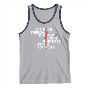 America Courage Freedom Diversity Rights Friendship Justice Tank Top TS11 Athletic Heather Navy Print Your Wear