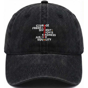 America Courage Freedom Diversity Rights Friendship Justice Washed Cotton Baseball Cap TS11 Print Your Wear
