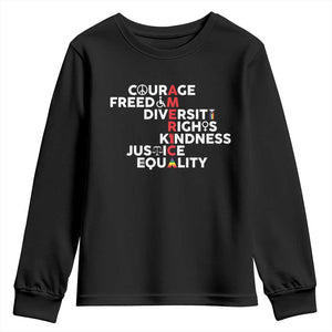 America Courage Freedom Diversity Rights Friendship Justice Youth Sweatshirt TS11 Black Print Your Wear