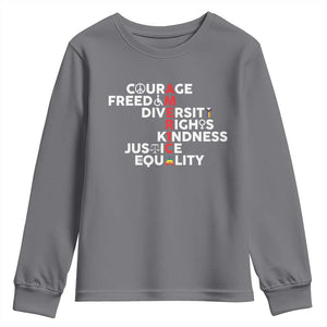 America Courage Freedom Diversity Rights Friendship Justice Youth Sweatshirt TS11 Charcoal Print Your Wear