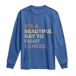 All Cancer Awareness Long Sleeve Shirt It's A Beautiful Day To Fight Cancer Lavender Ribbon TS11 Royal Blue Print Your Wear