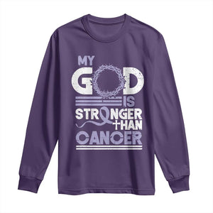 All Cancer Awareness Long Sleeve Shirt My God Is Stronger Than Cancer Lavender Ribbon TS11 Purple Print Your Wear