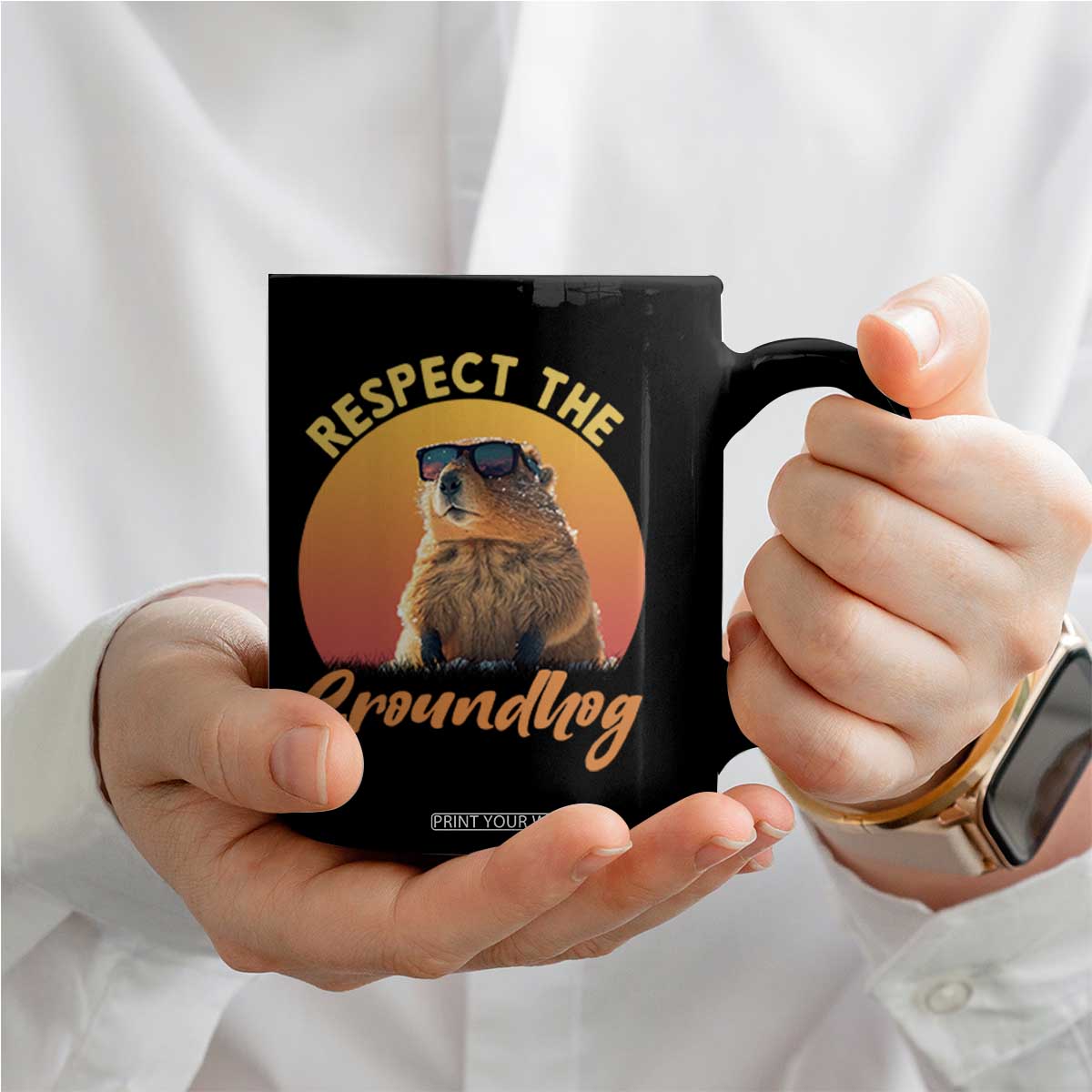 Funny Groundhog Day Coffee Mug Respect The Groundhog Woodchuck TS11 Print Your Wear