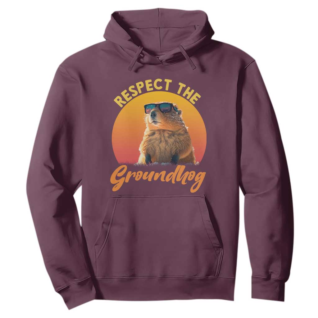 Funny Groundhog Day Hoodie Respect The Groundhog Woodchuck TS11 Maroon Print Your Wear