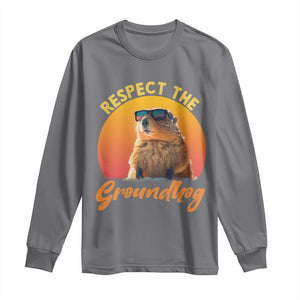 Funny Groundhog Day Long Sleeve Shirt Respect The Groundhog Woodchuck TS11 Charcoal Print Your Wear