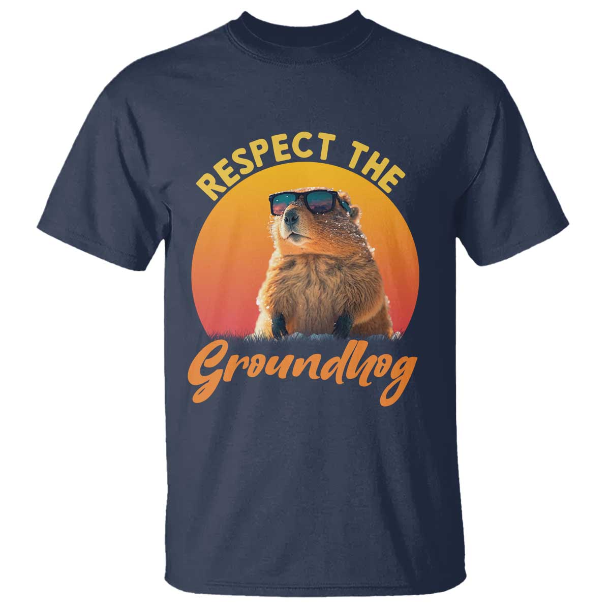 Funny Groundhog Day T Shirt Respect The Groundhog Woodchuck TS11 Navy Print Your Wear
