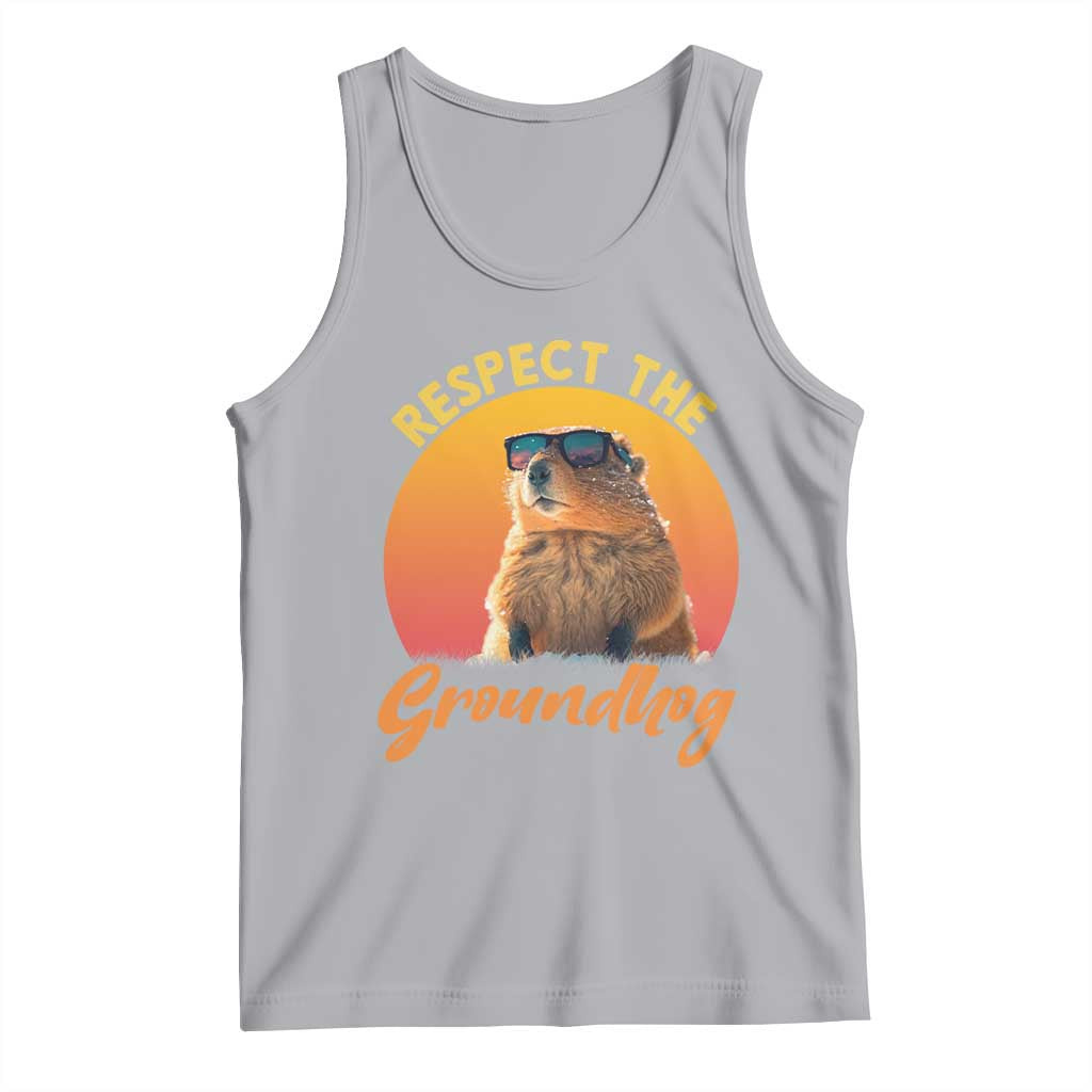 Funny Groundhog Day Tank Top Respect The Groundhog Woodchuck TS11 Athletic Heather Print Your Wear