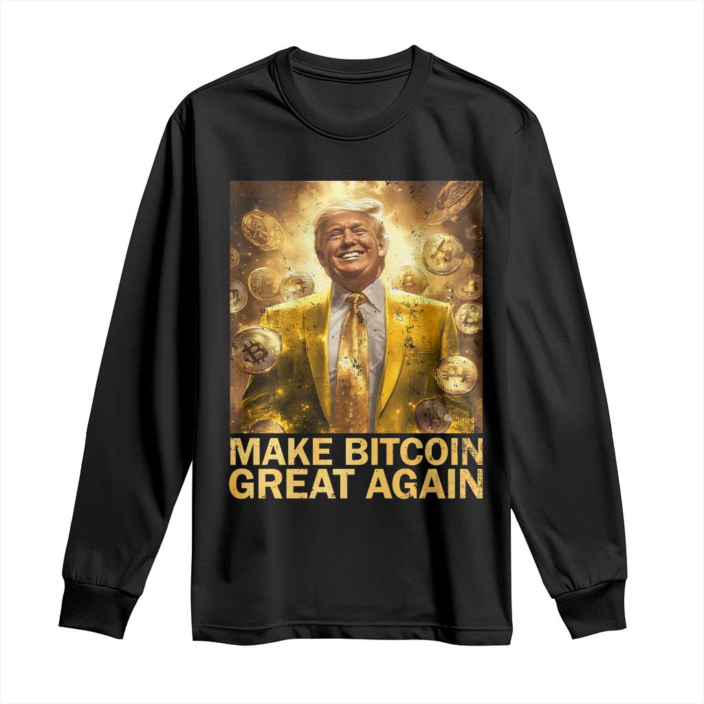 Funny Trump Bitcoin 2025 Long Sleeve Shirt Make Bitcoin Great Again TS11 Black Print Your Wear