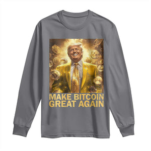 Funny Trump Bitcoin 2025 Long Sleeve Shirt Make Bitcoin Great Again TS11 Charcoal Print Your Wear