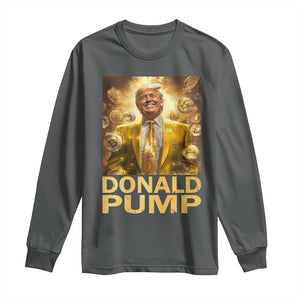 Funny Trump Bitcoin 2025 Long Sleeve Shirt Donald Pump TS11 Dark Heather Print Your Wear