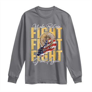 Funny Trump Bitcoin Long Sleeve Shirt Make Bitcoin Great Again Fight Fight Fight USA Flag TS11 Charcoal Print Your Wear