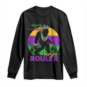 Funny Bigfoot Mardi Gras Long Sleeve Shirt Laissez Les Bons Temps Rouler Bald Cypress TS11 Black Print Your Wear