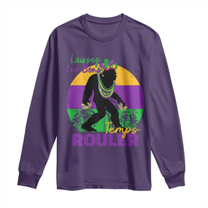 Funny Bigfoot Mardi Gras Long Sleeve Shirt Laissez Les Bons Temps Rouler Bald Cypress TS11 Purple Print Your Wear