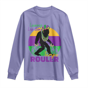 Funny Bigfoot Mardi Gras Long Sleeve Shirt Laissez Les Bons Temps Rouler Bald Cypress TS11 Violet Print Your Wear