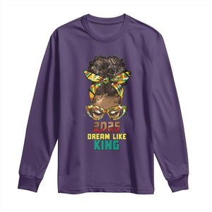 2025 And I Still Dream Like King MLK Day Long Sleeve Shirt Messy Bun Black History Month TS11 Purple Print Your Wear