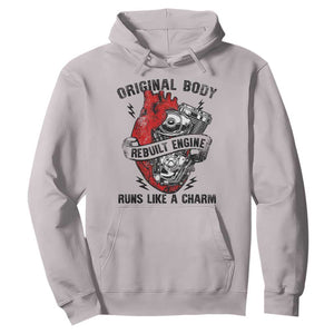 Funny Heart Surgery Hoodie Original Body Rebuilt Engine Runs Like A Charm Mechanical Heart TS11 Ice Gray Print Your Wear