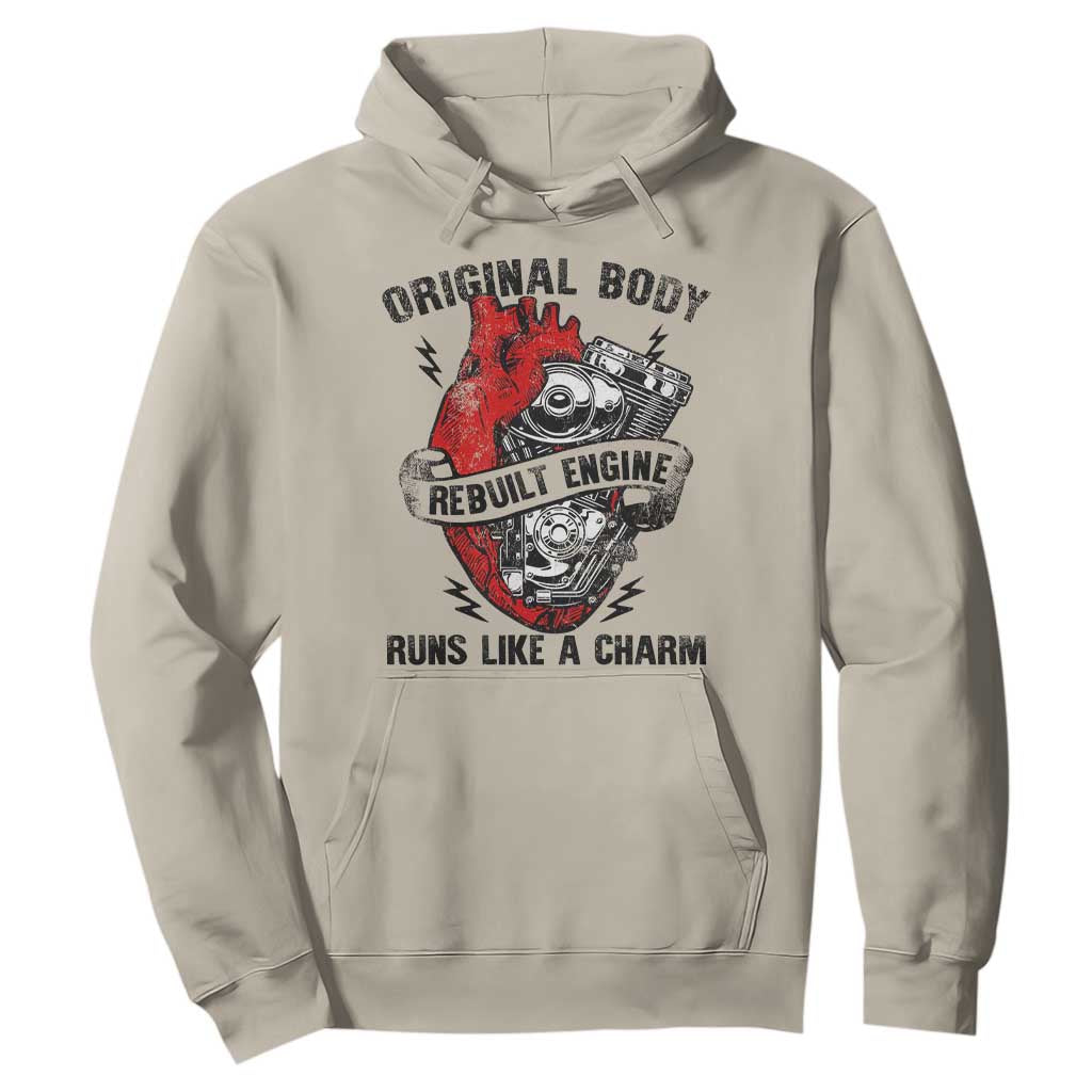 Funny Heart Surgery Hoodie Original Body Rebuilt Engine Runs Like A Charm Mechanical Heart TS11 Sand Print Your Wear