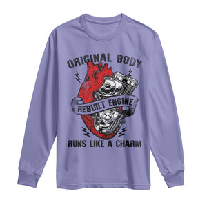 Funny Heart Surgery Long Sleeve Shirt Original Body Rebuilt Engine Runs Like A Charm Mechanical Heart TS11 Violet Print Your Wear