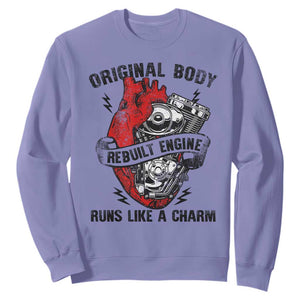Funny Heart Surgery Sweatshirt Original Body Rebuilt Engine Runs Like A Charm Mechanical Heart TS11 Violet Print Your Wear