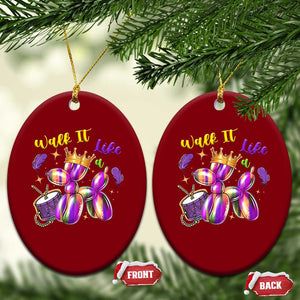 Funny Mardi Gras Ceramic Ornament Walk It Like A Dog Balloon New Orleans TS11 Print Your Wear