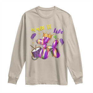 Funny Mardi Gras Long Sleeve Shirt Walk It Like A Dog Balloon New Orleans TS11 Sand Print Your Wear